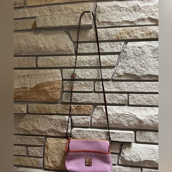 Dooney & Bourke Pebble Grain Katie Crossbody Purple Mauve Brown Leather Bag - Picture 4 of 12